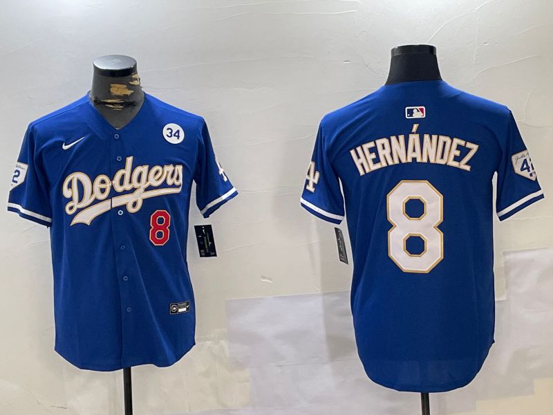 Men Los Angeles Dodgers #8 Hernandez Blue Gold Game 2024 Nike MLB Jersey style 11201->los angeles dodgers->MLB Jersey